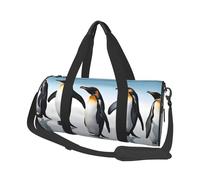 Penguin Print Round Duffel Bag, Canvas Overnight Travel Tote Bag, Waterproof and Tear-Resistant.Foldable Weekend Travel Bag