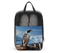Penguin Print Shoe Bags Foldable Breathable Portable Shoe Puches Organizer Stylish Expandable Packing Travel Shoes Bags for Sneakers Gym Luggage Closet