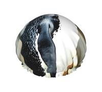 Penguin Print Shower Cap,Elastic And Reusable Bath Hair Hat For Long Hair,Large Waterproof Shower Bonnet,For Women Men Kids