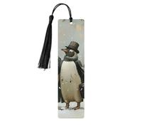 Penguin Print Wooden Bookmarks Tassel Bookmark Book Marks Reading Accessories,for Book Lovers Teachers