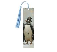 Penguin Print Wooden Bookmarks Tassel Bookmark Book Marks Reading Accessories,for Book Lovers Teachers