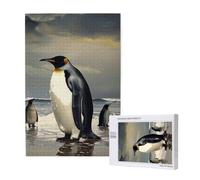 Penguin Printed 1000 Piece Jigsaw Puzzle for Adults, Cut Brain Teaser Game for Family Home Decor Gift(29.5x19.7 Inch)