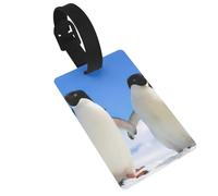 Penguin Printed Luggage Tags with Wrist Strap,Name Id Label for Suitcase,Airplane Travel Essentials