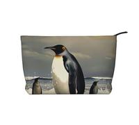 Penguin Printed Makeup Bag Corduroy Travel Cosmetic Bags Cosmetic Case Toiletry Bag Organizer for Women Mom Girls
