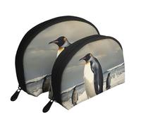 Penguin Printed Makeup Bags 2-Piece Portable Shell Travel Toiletry Bag Cosmetic Organizer Bag for Women