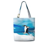 Penguin Printed,Reusable Grocery Bags Shopping Tote Bags Large Capacity Canvas Shoulder bag