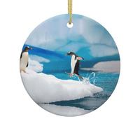 Penguin Printing Christmas Tree Ceramic Hanging Personalized Printed Christmas Home Porcelain Decorate Gifts