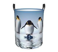 Penguin Printing Personalized Circular Dirty Clothes Hamper â€“ Standable Design, Works In Bathroom & Closet