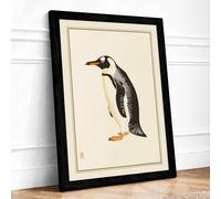 Penguin Profile Japandi Framed Wall Art Print A2 (59.4×42cm) Black, Wall Decor for Living Room, Bedroom, Office & Home, Ready to Hang, Art Gift