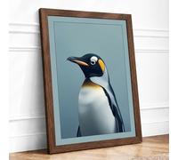 Penguin Profile Modern Framed Wall Art Print A2 (59.4×42cm) Walnut, Wall Decor for Living Room, Bedroom, Office & Home, Ready to Hang, Art Gift