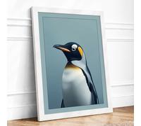 Penguin Profile Modern Framed Wall Art Print A3 (42×29.7cm) White, Wall Decor for Living Room, Bedroom, Office & Home, Ready to Hang, Art Gift