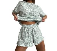 Penguin Pyjamas Leisure Wear Sets For Women Uk Womens Pajamas Set 2 Button Down Monkey Bunny Shorts Set Roller Loungewear Pijamas Women Cotton Womens Lounge Wear Sets Green M