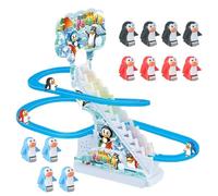 Penguin Race Game Toy - Climbing Stairs With Music LED Flashing Light Effects, Fun Musical Roller Coaster Track Activity Play | Interactive Entertainment Toy For Kids Boys Girls Ages Three Years Older