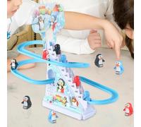 Penguin Race Game, With Music And LED, Penguin Coaster Ride Game, Rolling Fun Drop Slopes Track, For Birthday, Christmas, Kids, Family, Friends