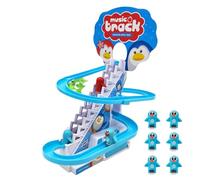 Penguin Race Set, Penguins Sliding Play Set,Penguin Stairs Sliding Racetrack Toy - Animal Climbing Stair Toys for Birthday, Back to School Season, Halloween, Christmas