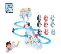 Penguin Race Track Toy - Kids Roller Coaster Playset with Slide, Music & Climbing Stairs, Interactive Race Game for Toddlers & Children, Fun Family Board Game