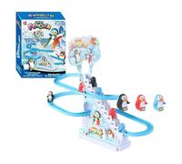 Penguin Race Track Toy - Kids Roller Coaster Playset with Slide, Music & Climbing Stairs, Interactive Race Game for Toddlers & Children, Fun Family Board Game