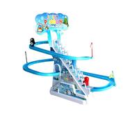 Penguin Race Track Toy Playful Game Climb The Stairs To Slide Down Then Again And Will Liven Up Any Room Full Of Kids Or Adults (Sky Blue, One Size)