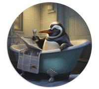 Penguin Reading Newspaper Jigsaw Puzzles 1000 Pieces for Adults Round Puzzle 1000 Pieces Jigsaw High-Difficulty Brain Teaser for Teenagers 67.5x67.5cm