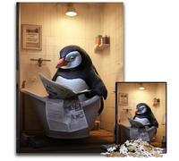 Penguin Reading Newspaper Jigsaw Puzzles for Adults 1000 Piece Jigsaw Puzzles for Adults Perfect DIY Art Decor Or Birthday Gift 26X38CM/10.23x14.96inch