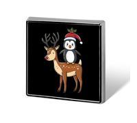 Penguin Reindeer Christmas Custom Lapel Pins Square Brooch Tie Suit Dress Accessories for Men Women Wedding Birthday