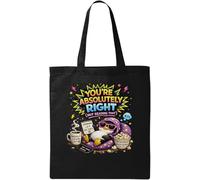 Penguin Relaxing Skimming Life Humor Natural Ecological Cotton Tote Bag Black