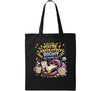 Penguin Relaxing With Humorous Text Natural Ecological Cotton Tote Bag Black