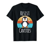 Penguin Resist Cavities Funny Dentistry Doctor Value Graphic T-Shirt