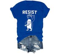 Penguin Resist T-Shirt, Penguin Protest Shirt V Neck, Unisex Royal Blue