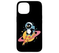 Penguin Riding Pizza Through Space Fun Case for iPhone 15