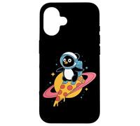 Penguin Riding Pizza Through Space Fun Case for iPhone 16