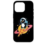 Penguin Riding Pizza Through Space Fun Case for iPhone 16 Pro
