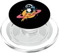 Penguin Riding Pizza Through Space Fun PopSockets PopGrip for MagSafe