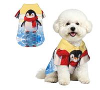 Penguin Scarf M Pet Hawaiian Shirt for Small Dogs-Cute Summer Beach Outfit for Puppy, Soft Breathable Cat Clothes with Buttons