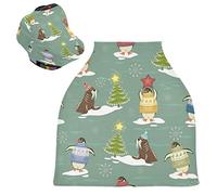 Penguin Sea Animals Stretchy Baby Car Seat Cover,Canopy Nursing Covers,Soft Breathable Windproof Scarf Changepad for Winter Infant Breastfeeding Boys