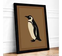 Penguin Silhouette Mid-Century Framed Wall Art Print A2 (59.4×42cm) Black, Wall Decor for Living Room, Bedroom, Office & Home, Ready to Hang, Art Gift