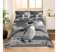Penguin Single Duvet Cover Sets Penguin Pattern Bedding Set 3D Print Ultra Soft Breathable Microfiber Quilt Cover 150 x 200 cm with Zipper Closure und 2 Pillowcases for Bedroom Bed Decor B/411