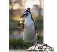 Penguin Sipping A Beer Puzzle Difficult Hard 100 Percent Recycled Cardboard Jigsaw Puzzle for Women Men Gifts 1000pcs (38x26cm)
