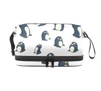 Penguin Sits on Ice Double Layer Cosmetic Bag for Women and Girls, Travel Toiletry Bag Makeup Handy Pouch Organiser Bag with Brush Compartment