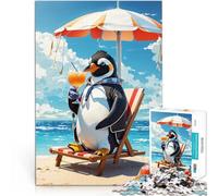 Penguin sits on the beachJigsaw Puzzles for teenagers 1000 Piece Family Game for and Wall Decoration Unique Birthday and Xmas Gifts 38x26cm