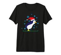 Penguin Skiing at Christmas Premium T-Shirt