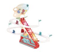 Penguin Slide Toy Set, Funny Automatic Stair-Climbing Ducklings Cartoon Race Track Set Little Penguins Slide Toy Escalator Toy with Lights and Music (Penguin) Gdy730 (B, One Size)