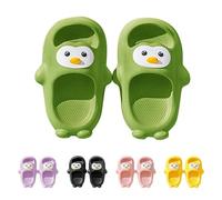 Penguin Slides for Men Women, Novelty Cute Cartoon Print Cloud Slippers, Anti-Slip Quick Dry Penguin Sliders, Soft Comfy Open Toe Bathroom Shower Slippers with Cushioned Thick Sole Green