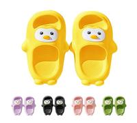 Penguin Slides for Men Women, Novelty Cute Cartoon Print Cloud Slippers, Anti-Slip Quick Dry Penguin Sliders, Soft Comfy Open Toe Bathroom Shower Slippers with Cushioned Thick Sole Yellow