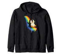 Penguin Sliding Down Rainbow Cute Kawaii Fun Illustration Zip Hoodie