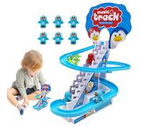 Penguin Sliding Toy Set, Electric Rail Slide Toy | Penguin Stair Slide Electric Toy, Penguin Stair Climbing Toy for Halloween, Christmas, Anni