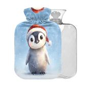 Penguin Snow Blue Print Hot Water Bottle with Cover 2L Large Warm Water Bag for Neck Shoulders Headache Pain Relief