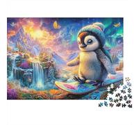 Penguin Snowboarding at Dawn 1000Pc Jigsaw Puzzle Cute Penguin Family Puzzle Game for Adults, Kids & Elders 70x50cm/1000pcs