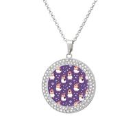 Penguin Snowflake Purple Polka Dot Round Pendant Necklace Diamond Edging Brilliant Personalized Jewelry Gifts for Women Silver-style