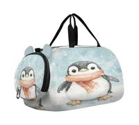 Penguin Snowy White Kids Travel Duffel Bag for Boys Girls Overnight Weekend Tote Bag with Shoes Compartment for Sleepover Trip Beach